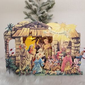 B. Shackman And Co. 1994 Christmas Nativity Jumbo Creche Card 3D Die Cut Pop Out